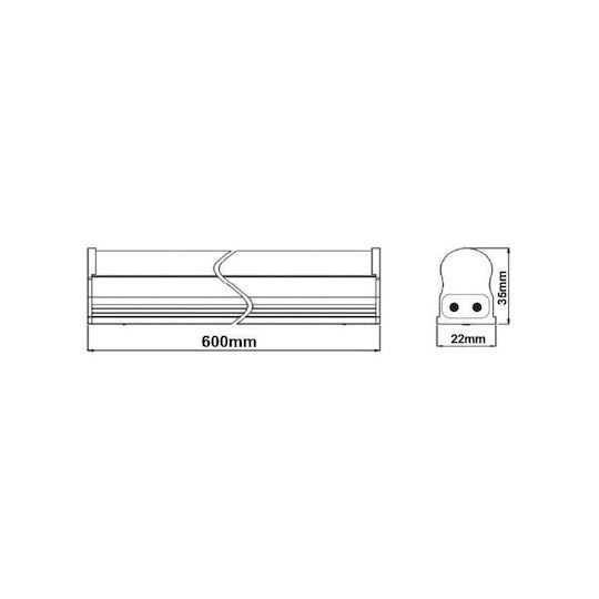 Led Smd Φωτιστικό Πάγκου T5 8w 6000k 60cm