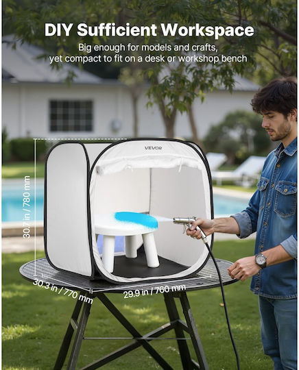Portable Paint Booth Vevor 720 X 725 X 750mm Pop-Up Portable Paint Booth Spray Mesh Door Paint Booths Spray Cabinets Chairs Models Tables Pop-Up Design Effective Airflow