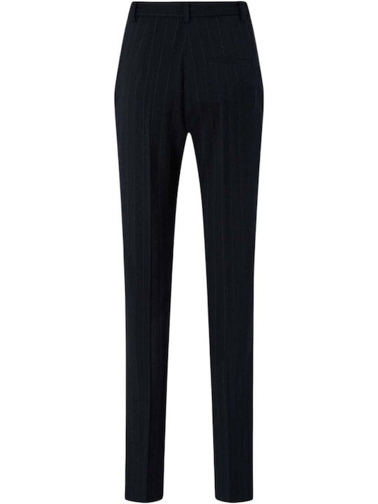 Pita Women's High-waisted Fabric Trousers Striped Black