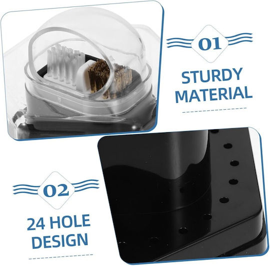 Box 24 Slots Nail Drill Bits & Cleaning Brush Black