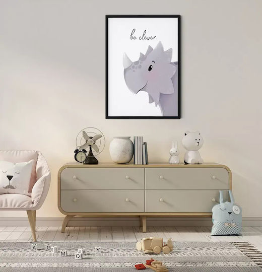 Kids Framed Wall Painting With Dinosaur Be Clever 30x40cm