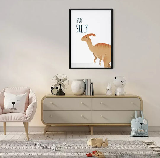 Kids Framed Wall Painting With Dinosaur Stay Silly 30x40cm