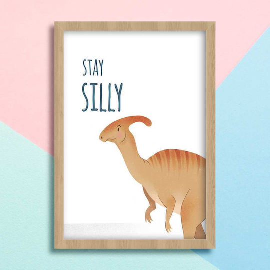 Kids Framed Wall Painting With Dinosaur Stay Silly 30x40cm