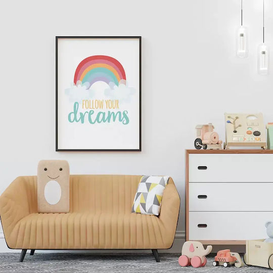 Παιδικό Κάδρο Ουράνιο Τόξο Follow Your Dreams 30x40εκ.