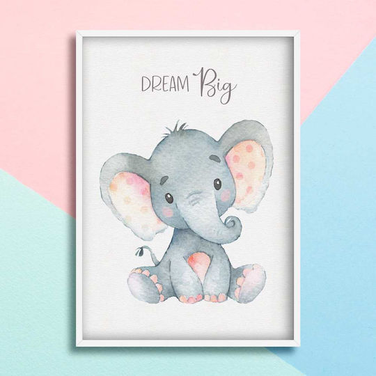 Kids Framed Wall Painting Elephant 30x40cm
