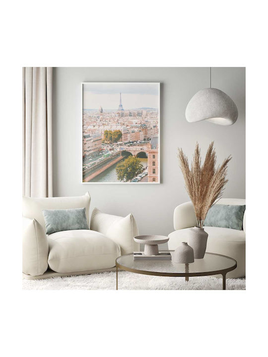 Poster Paris View Pst2583 30cm X 40cm Frame Dark Natural Wooden Brown