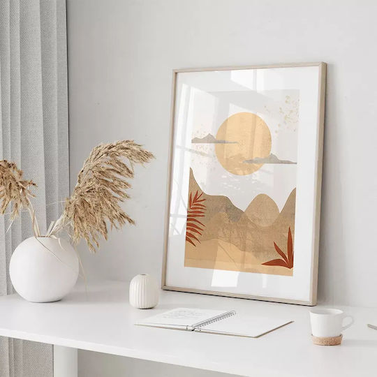 Poster Sun Scenery Pst163 30cm X 40cm Κορνίζα Σκούρο Φυσικό Ξύλου Καφέ