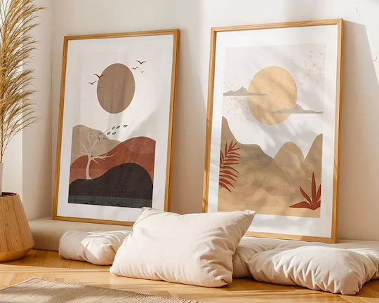 Poster Sun Scenery Pst163 30cm X 40cm Κορνίζα Σκούρο Φυσικό Ξύλου Καφέ