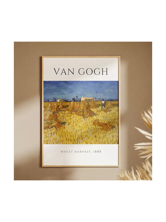 Poster Van Gogh Wheat Harvest Art097 30cm X 40cm Κορνίζα Σκούρο Φυσικό Ξύλου Καφέ