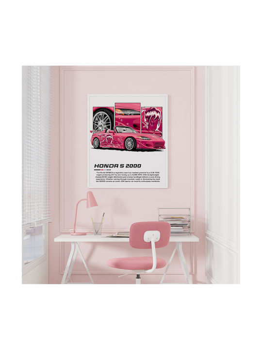 Poster Honda S 2000 Cr024 50cm X 70cm Κορνίζα Σκούρο Φυσικό Ξύλου Καφέ