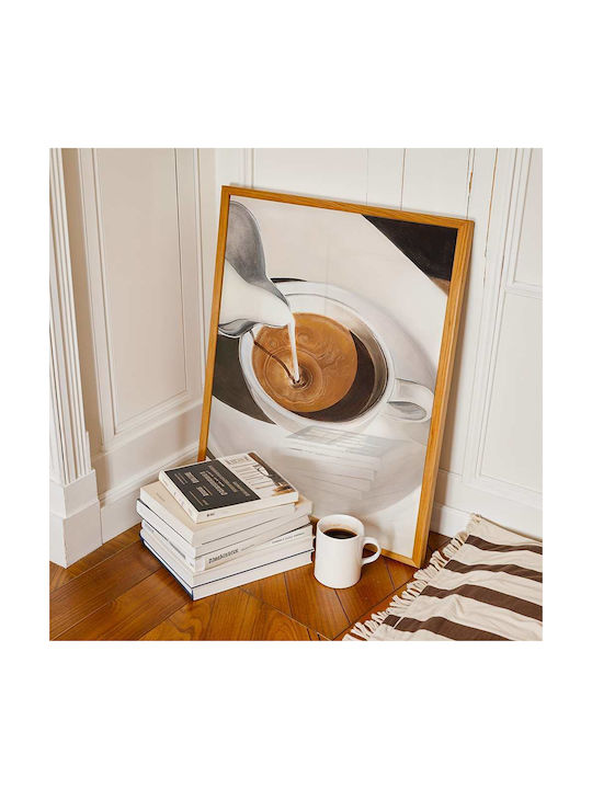 Poster Cappuccino Coffee Pst25333 50cm X 70cm Κορνίζα Σκούρο Φυσικό Ξύλου Καφέ
