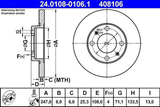 Brake Disc Citroen Saxo S0 S1 Ate 24010801061