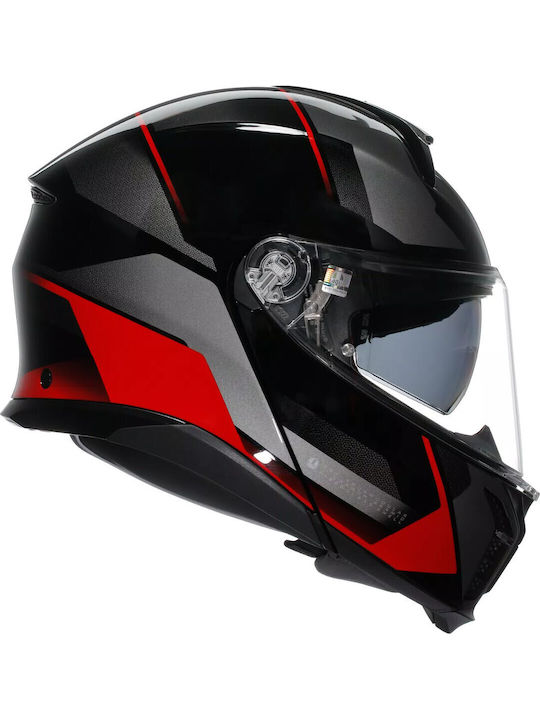 AGV Tourmodular Perception Negru/Roșu Casca Moto Modulară ECE 22.06 1620gr cu Pinlock