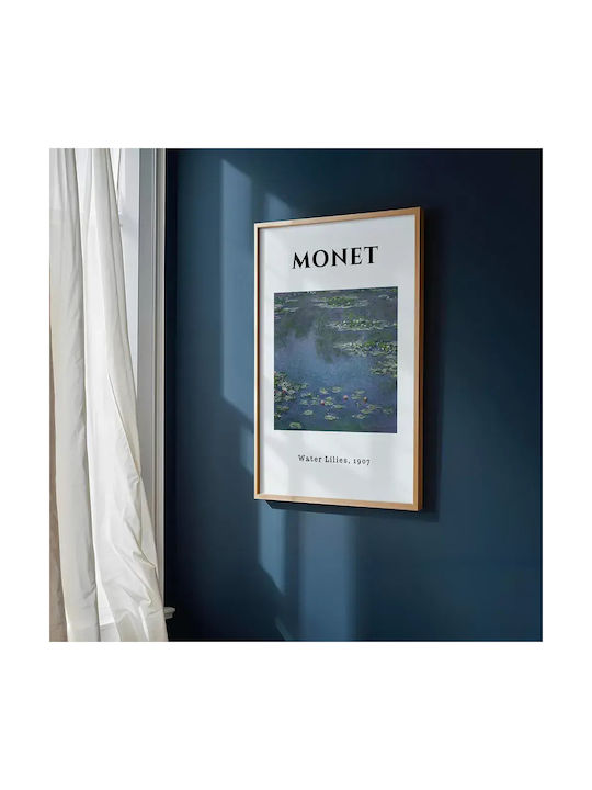 Poster Monet Waterlillies Art013 30cm X 40cm Κορνίζα Σκούρο Φυσικό Ξύλου Καφέ