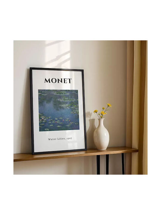 Poster Monet Waterlillies Art013 30cm X 40cm Κορνίζα Σκούρο Φυσικό Ξύλου Καφέ