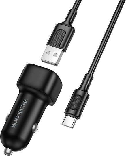 Borofone BZ34 Auto-Ladegerät 18W Schnellladung mit einem Anschluss: 1xUSB mit Kabel Typ-C,TC-TC Schwarz Farbe