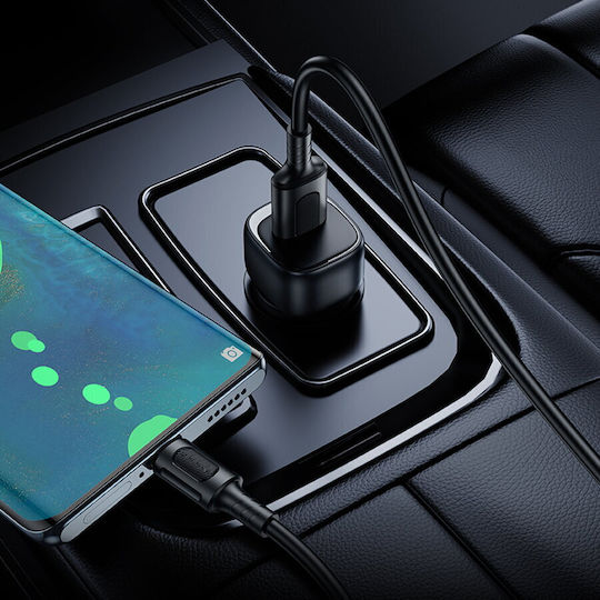Borofone BZ34 Auto-Ladegerät 18W Schnellladung mit einem Anschluss: 1xUSB mit Kabel Typ-C,TC-TC Schwarz Farbe