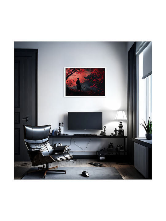 Gaming Poster Ghost Tsusima Autumn Dusk Gm2362 30cm X 40cm Frame Dark Natural Wood Brown