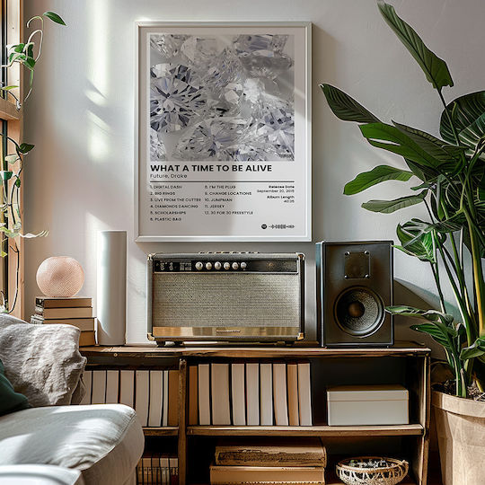 Music Poster Future & Drake What A Time To Be Alive Ms084 30cm X 40cm Frame Dark Natural Wood Brown