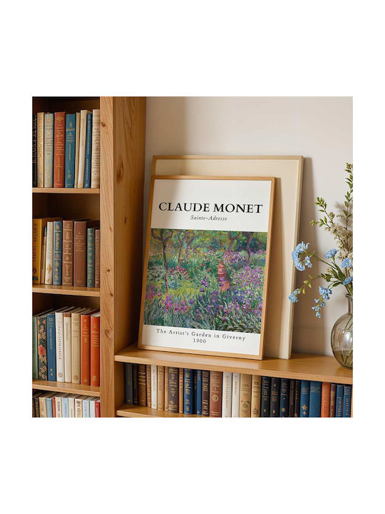 Poster Claude Monet Artists Garden In Giverny Art086 30cm X 40cm Frame Dark Natural Wood Brown