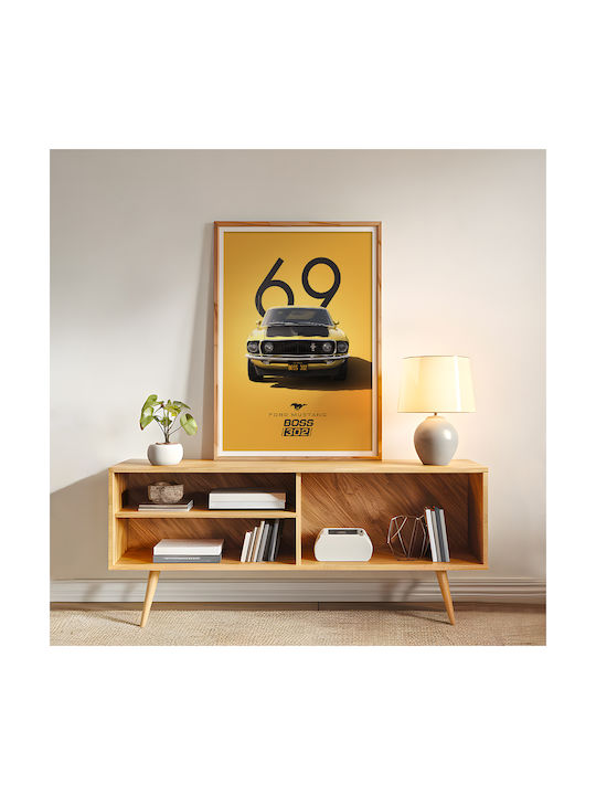 Poster Ford Mustang Boss 302 Cr004 30cm X 40cm Frame Dark Natural Wooden Brown