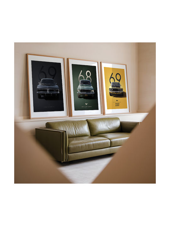 Poster Ford Mustang Boss 302 Cr004 30cm X 40cm Frame Dark Natural Wooden Brown