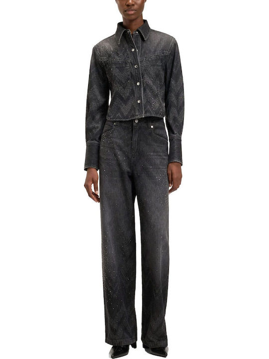 Γυναικείο Jean Παντελόνι Mid Rise σε Relaxed Εφαρμογή Black