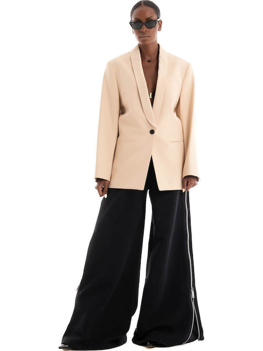 Damen Stoff Hose in Lockere Passform Black