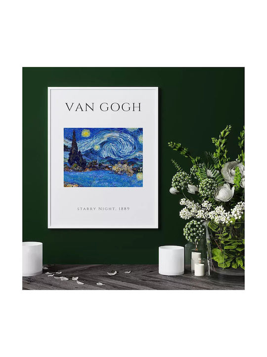Poster Van Gogh Starry Night Art003 30cm X 40cm Κορνίζα Σκούρο Φυσικό Ξύλου Καφέ