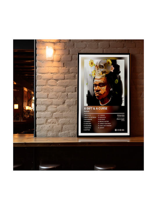 Music Poster Gunna A Gift & A Curse Ms132 30cm X 40cm Κορνίζα Σκούρο Φυσικό Ξύλου Καφέ