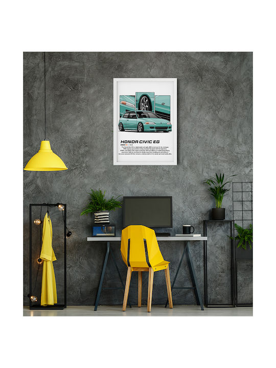 Poster Honda Civic Eg Cr030 30cm X 40cm Κορνίζα Σκούρο Φυσικό Ξύλου Καφέ