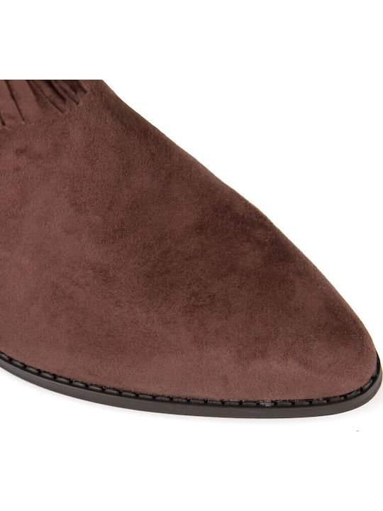 Suede Γυναικείες Μπότες Cowboy Καφέ