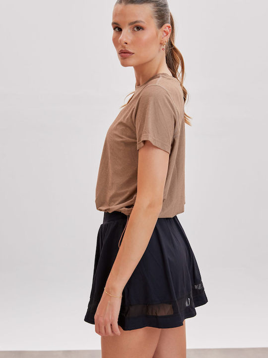Damen Crop T-Shirt Brown
