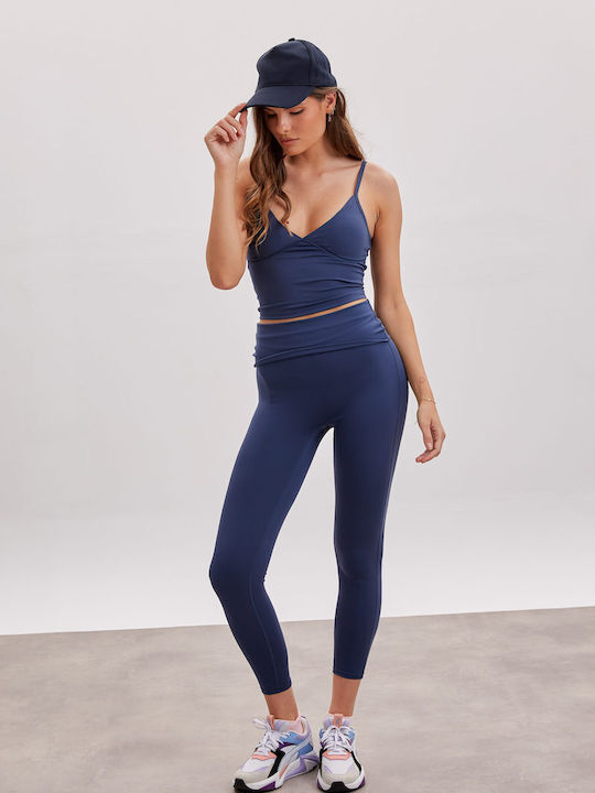Γυναικείο Cropped Κολάν Ψηλόμεσο Deep Plum
