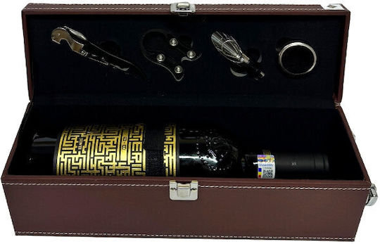 Wine Box Set Wrapped In Eco-leather 4 Accessories Jidvei Misterium Wine 750ml Brown