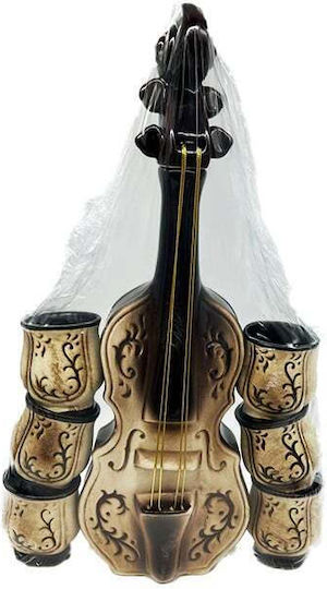 Minibar Sinfonia Package Bran Plum Brandy 50% 0.7l Violin-shaped Flask 6 Ceramic Glasses
