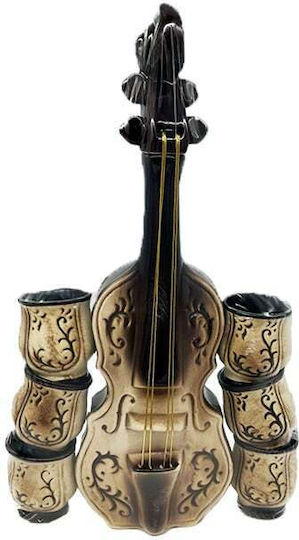 Minibar Sinfonia Package Bran Plum Brandy 50% 0.7l Violin-shaped Flask 6 Ceramic Glasses
