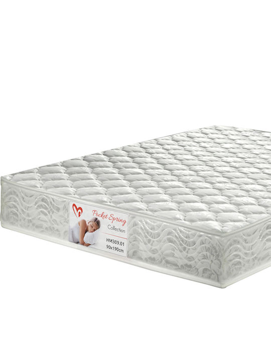 Lantai Pat pentru Copii Cușeta Single cu Saltea Alb 90x190cm