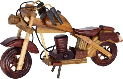 Harley Retro Motorrad Hölzernes Modell Rot 26x4x14cm