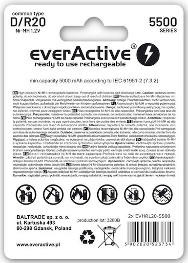 everActive Silver Line D 5500mAh (2τμχ)