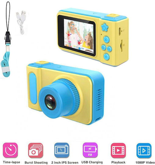 TD-KD001 Compact Φωτογραφική Μηχανή 0.3MP με Οθόνη 2" Κίτρινη / Μπλε