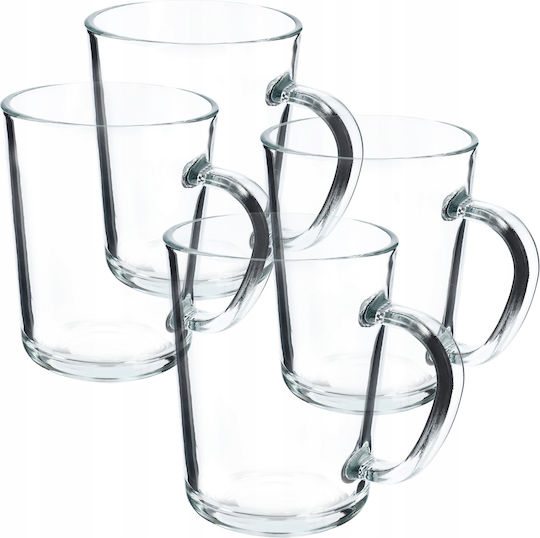 Kadax Mug Glass Transparent 410ml 4pcs