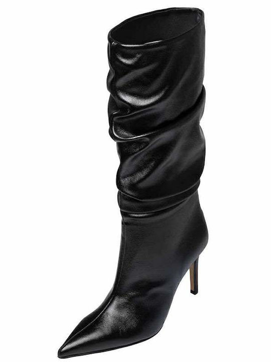 Synthetic Leather High Heel Women's Boots Black
