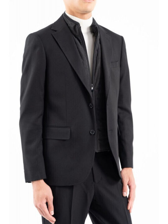 Men's Winter Suit Jacket Slim Fit Black