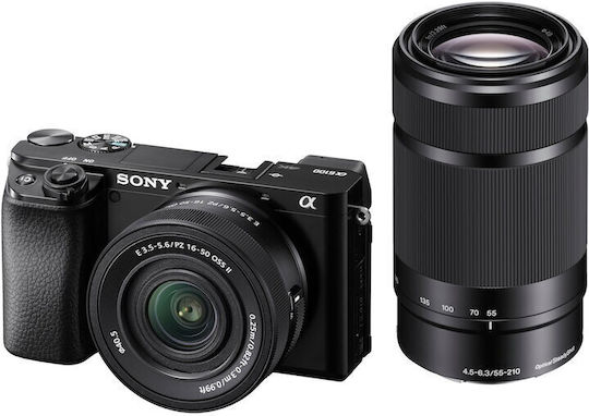 Sony A6100A Mirrorless Cameră Kit (E PZ 16-50mm F3.5-5.6 OSS + E 55-210mm F4.5-6.3 OSS) Neagră