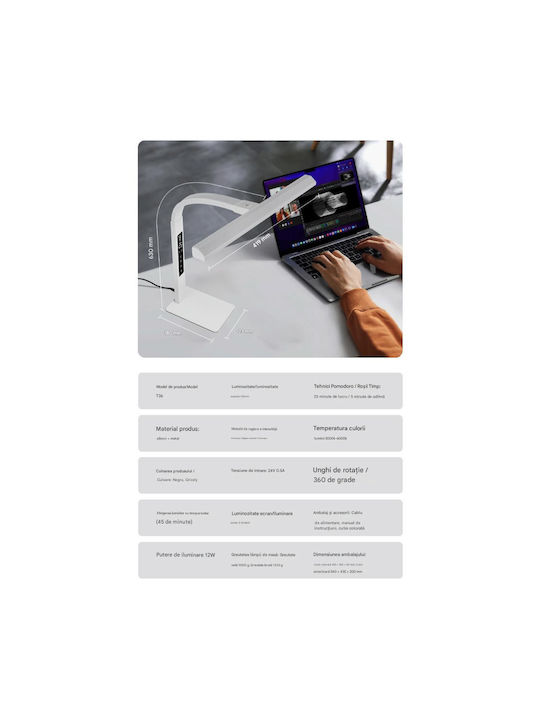 LED Office Lamp with Flexible Arm in Gray Color