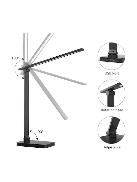 Lampa LED Φωτιστικό Γραφείου σε Μαύρο Χρώμα