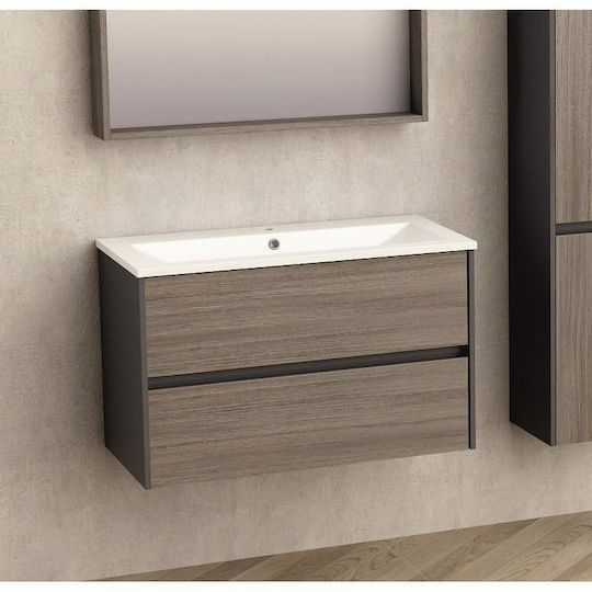 Inter Ceramic Countertop with Sink L90xW55xH45cm Gray
