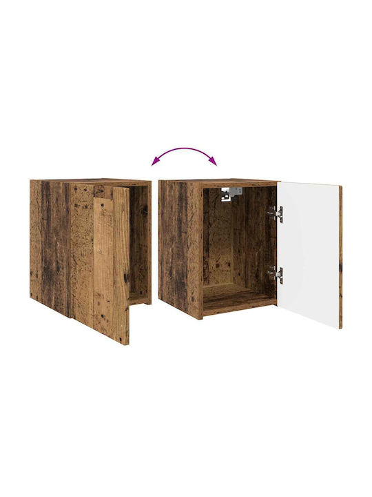 Wall Mounted Living Room Cabinet Made of Particle Board Old Wood 30x31x40cm