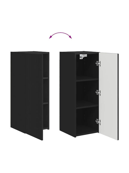 Wall Living Room Cabinet Made of Particle Board Black 30x31x80cm
